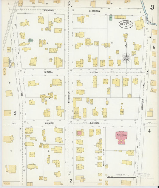 Sanborn Fire Insurance Map from Canton, Bradford County, Pennsylvania (1903), Sheet #0003 - Historic Sanborn Fire Insurance Map Print, vintage old map wall art, antique decor, genealogy gift, Pennsylvania Pennsylvania map