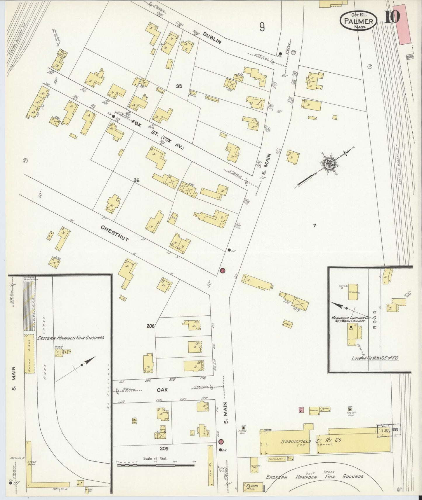 Sanborn Fire Insurance Map from Palmer, Hampden County, Massachusetts (1911), Sheet #0010 - Complete Map Set gallery image, historic Sanborn map, vintage wall art, Massachusetts Massachusetts