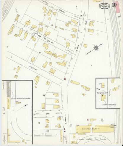 Sanborn Fire Insurance Map from Palmer, Hampden County, Massachusetts (1911), Sheet #0010 - Complete Map Set gallery image, historic Sanborn map, vintage wall art, Massachusetts Massachusetts
