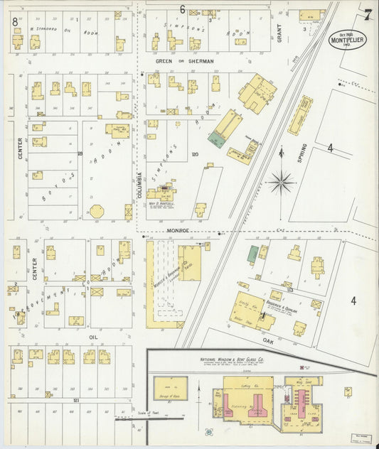 Sanborn Fire Insurance Map from Montpelier, Blackford County, Indiana (1900), Sheet #0007 - Historic Sanborn Fire Insurance Map Print, vintage old map wall art, antique decor, genealogy gift, Indiana Indiana map