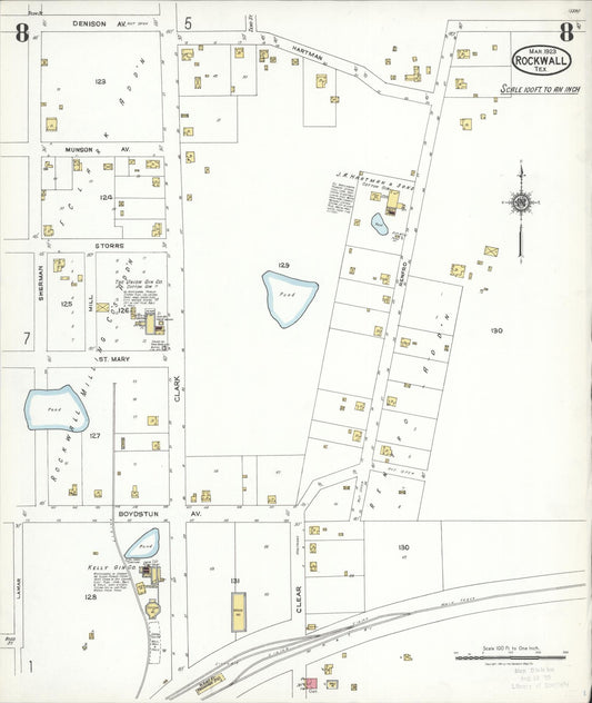 Sanborn Fire Insurance Map from Rockwall, Rockwall County, Texas (1923), Sheet #0008 - Historic Sanborn Fire Insurance Map Print, vintage old map wall art, antique decor, genealogy gift, Texas Texas map