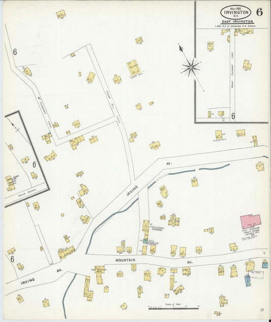 Sanborn Fire Insurance Map from Irvington, Westchester County, New York (1905), Sheet #0006 - Historic Sanborn Fire Insurance Map Print, vintage old map wall art, antique decor, genealogy gift, New York New York map