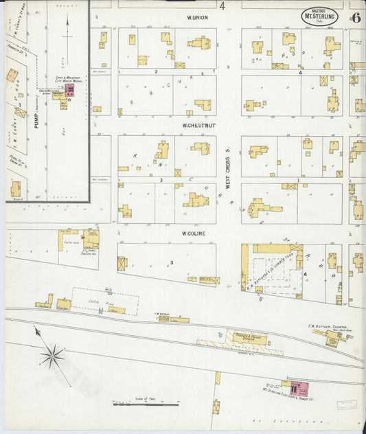 Sanborn Fire Insurance Map from Mount Sterling, Brown County, Illinois (1900), Sheet #0006 - Historic Sanborn Fire Insurance Map Print, vintage old map wall art, antique decor, genealogy gift, Illinois Illinois map