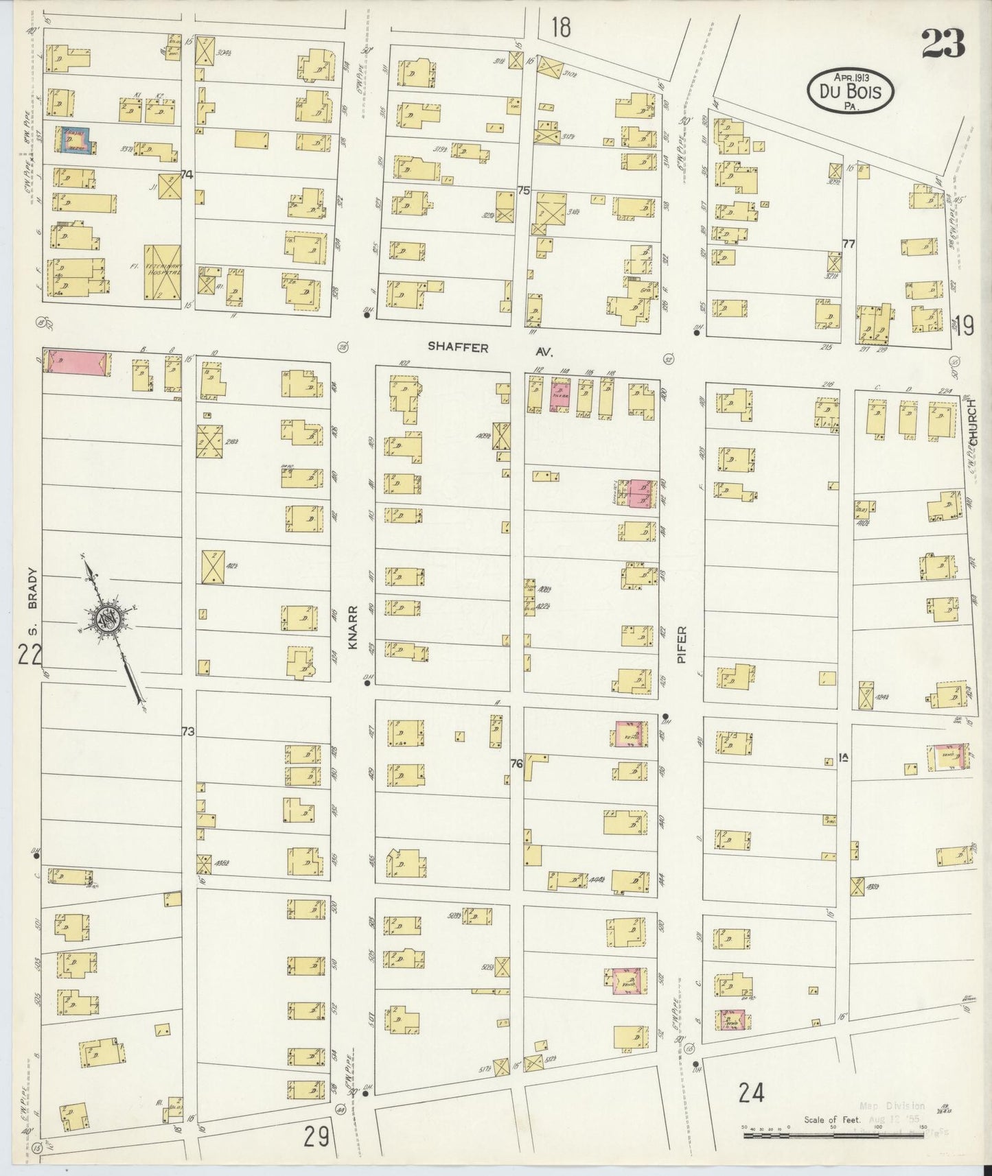 Sanborn Fire Insurance Map from Du Bois, Clearfield County, Pennsylvania (1913), Sheet #0023 - Historic Sanborn Fire Insurance Map Print, vintage old map wall art, antique decor, genealogy gift, Pennsylvania Pennsylvania map
