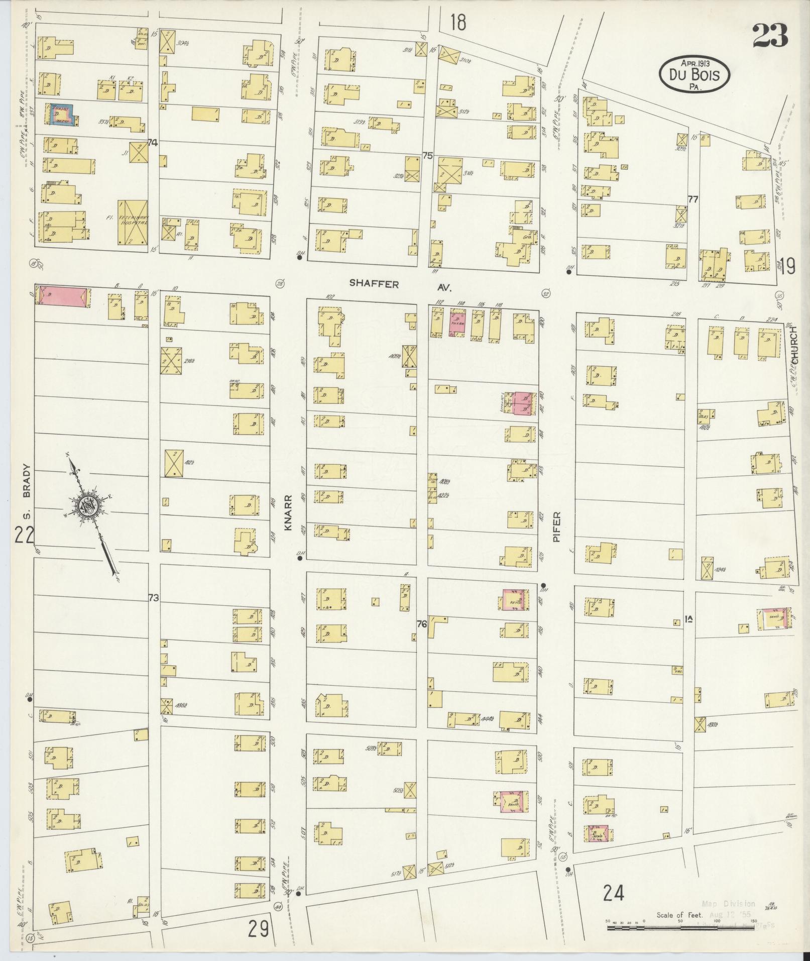 Sanborn Fire Insurance Map from Du Bois, Clearfield County, Pennsylvania (1913), Sheet #0023 - Historic Sanborn Fire Insurance Map Print, vintage old map wall art, antique decor, genealogy gift, Pennsylvania Pennsylvania map