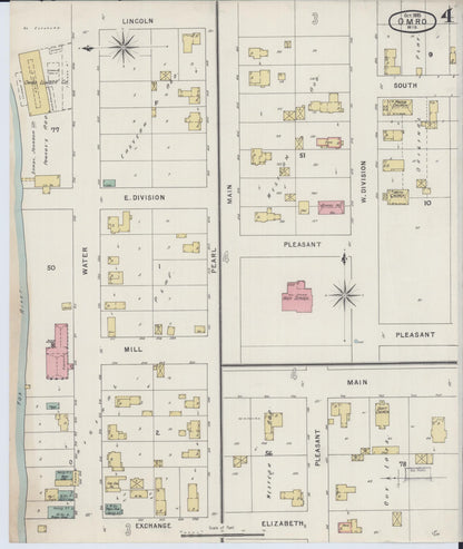 Sanborn Fire Insurance Map from Omro, Winnebago County, Wisconsin (1895), Sheet #0004 - Complete Map Set gallery image, historic Sanborn map, vintage wall art, Wisconsin Wisconsin