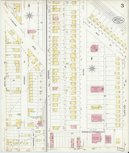 Sanborn Fire Insurance Map from Whiting, Lake County, Indiana (1907), Sheet #0003 - Historic Sanborn Fire Insurance Map Print, vintage old map wall art, antique decor, genealogy gift, Indiana Indiana map