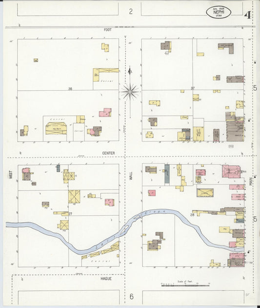 Sanborn Fire Insurance Map from Nephi, Juab County, Utah (1908), Sheet #0004 - Historic Sanborn Fire Insurance Map Print, vintage old map wall art, antique decor, genealogy gift, Utah Utah map