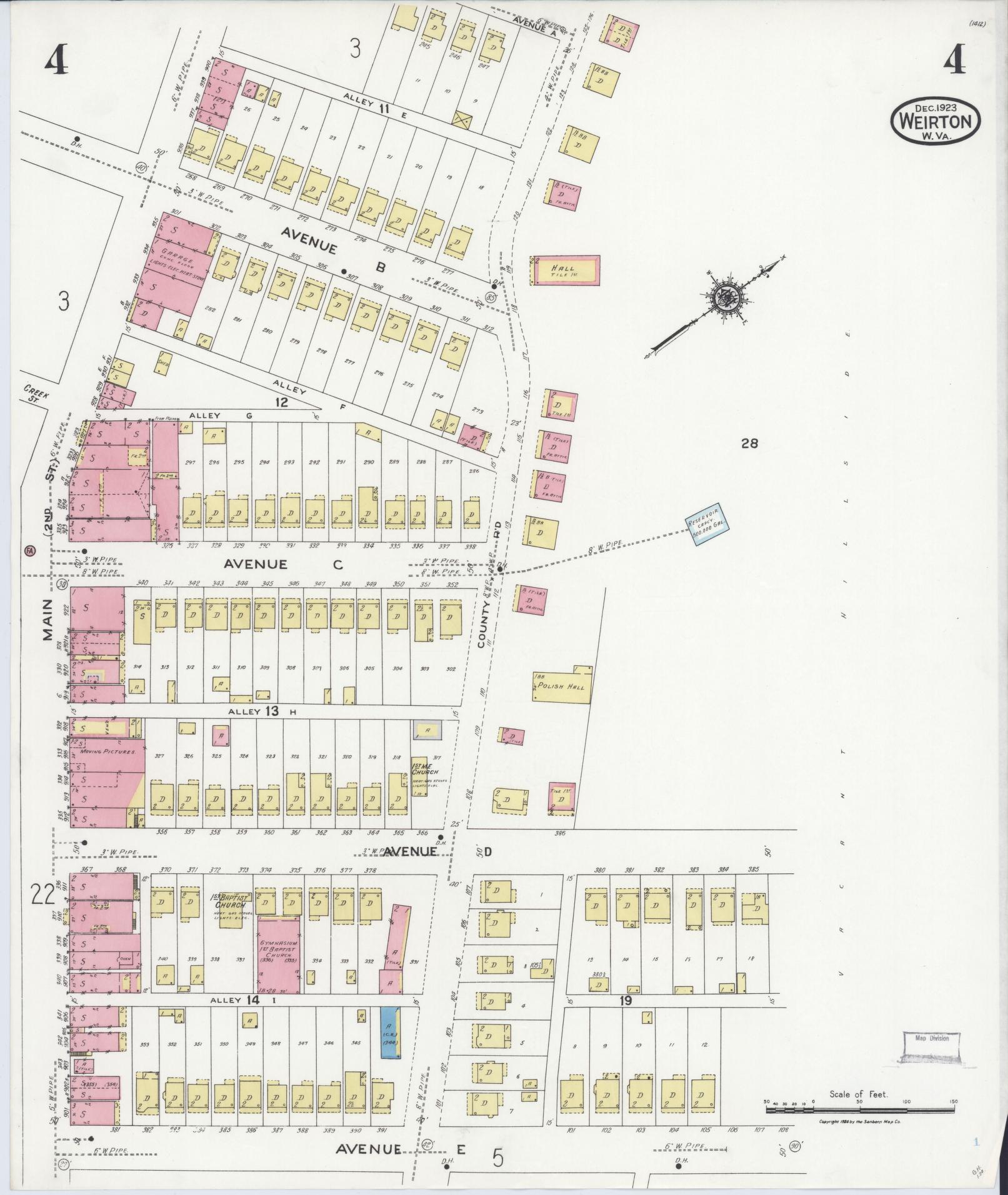 Sanborn Fire Insurance Map from Weirton, Hancock County, West Virginia (1923), Sheet #0004 - Complete Map Set gallery image, historic Sanborn map, vintage wall art, West Virginia West Virginia