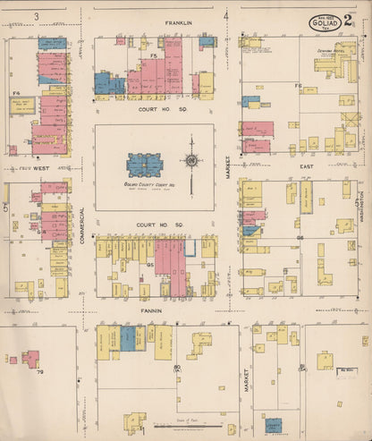 Sanborn Fire Insurance Map from Goliad, Goliad County, Texas (1922), Sheet #0002 - Complete Map Set gallery image, historic Sanborn map, vintage wall art, Texas Texas