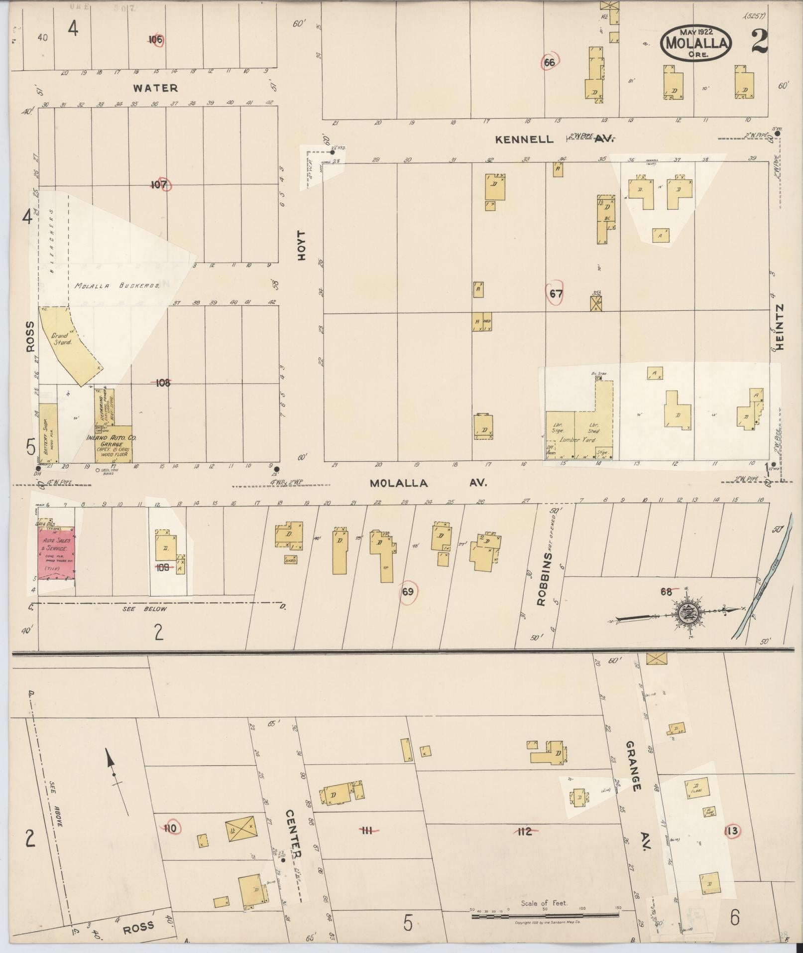 Sanborn Fire Insurance Map from Molalla, Clackamas County, Oregon (1951), Sheet #0002 - Complete Map Set gallery image, historic Sanborn map, vintage wall art, Oregon Oregon
