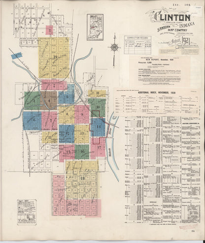 Sanborn Fire Insurance Map from Clinton, Vermillion County, Indiana (1947), Sheet #0001 - Historic Sanborn Fire Insurance Map Print, vintage old map wall art, antique decor, genealogy gift, Indiana Indiana map