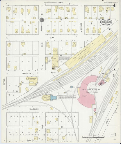 Sanborn Fire Insurance Map from Roodhouse, Greene County, Illinois (1914), Sheet #0004 - Historic Sanborn Fire Insurance Map Print, vintage old map wall art, antique decor, genealogy gift, Illinois Illinois map