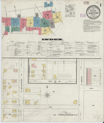 Sanborn Fire Insurance Map from Quakertown, Bucks County, Pennsylvania (1909), Sheet #0001 - Historic Sanborn Fire Insurance Map Print, vintage old map wall art, antique decor, genealogy gift, Pennsylvania Pennsylvania map