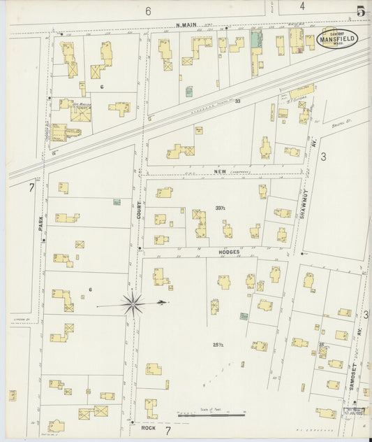 Sanborn Fire Insurance Map from Mansfield, Bristol County, Massachusetts (1897), Sheet #0005 - Historic Sanborn Fire Insurance Map Print, vintage old map wall art, antique decor, genealogy gift, Massachusetts Massachusetts map
