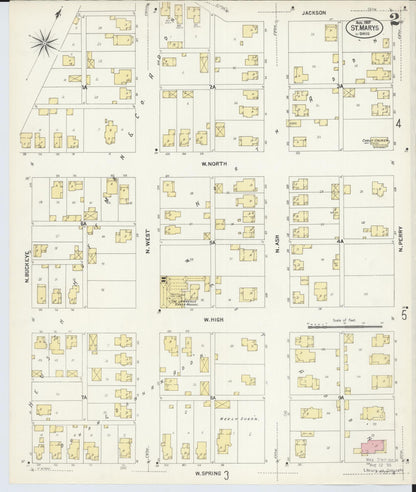 Sanborn Fire Insurance Map from Saint Marys, Auglaize County, Ohio (1907), Sheet #0002 - Complete Map Set gallery image, historic Sanborn map, vintage wall art, Ohio Ohio