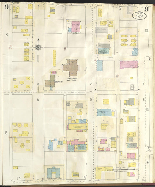 Sanborn Fire Insurance Map from Yuma, Yuma County, Arizona (1948), Sheet #0009 - Historic Sanborn Fire Insurance Map Print, vintage old map wall art, antique decor, genealogy gift, Arizona Arizona map