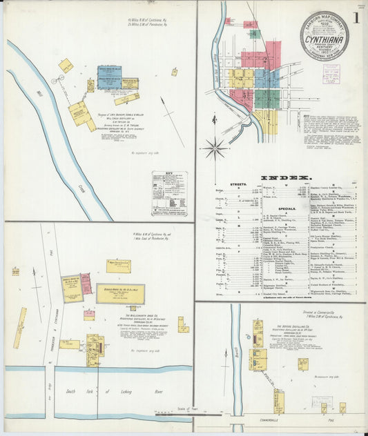 Sanborn Fire Insurance Map from Cynthiana, Harrison County, Kentucky (1903), Sheet #0001 - Complete Map Set gallery image, historic Sanborn map, vintage wall art, Kentucky Kentucky
