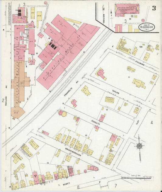 Sanborn Fire Insurance Map from Riverside, Burlington County, New Jersey (1911), Sheet #0003 - Historic Sanborn Fire Insurance Map Print, vintage old map wall art, antique decor, genealogy gift, New Jersey New Jersey map