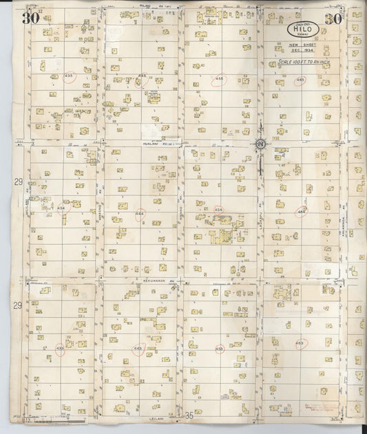Sanborn Fire Insurance Map from Hilo, Hawaii County, Hawaii (1957), Sheet #0030 - Historic Sanborn Fire Insurance Map Print, vintage old map wall art
