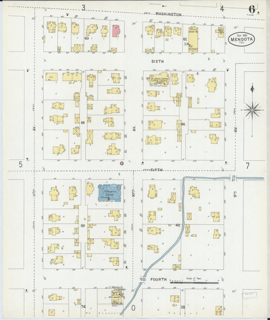 Sanborn Fire Insurance Map from Mendota, La Salle County, Illinois (1902), Sheet #0006 - Historic Sanborn Fire Insurance Map Print, vintage old map wall art, antique decor, genealogy gift, Illinois Illinois map