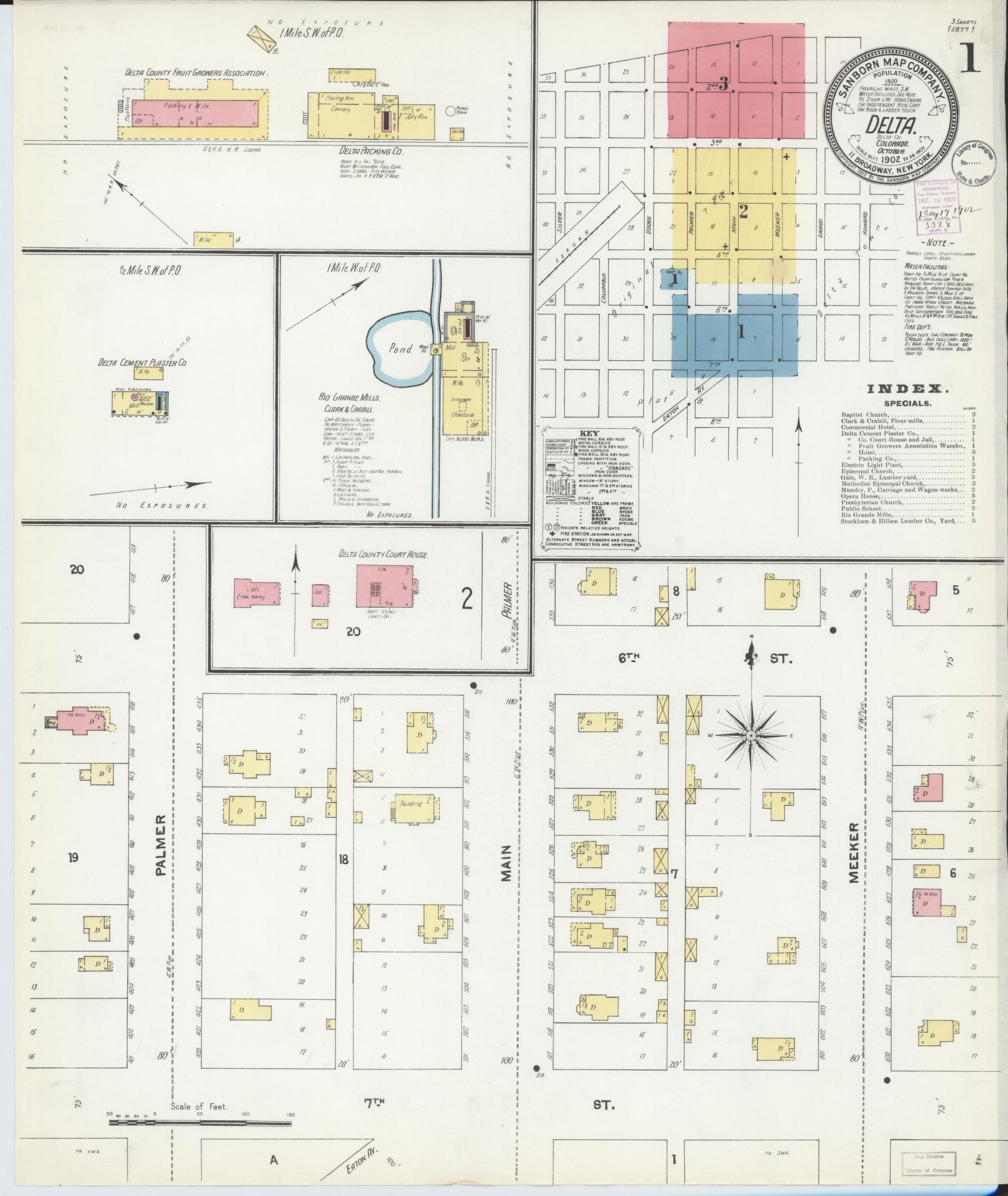 Sanborn Fire Insurance Map from Delta, Delta County, Colorado (1902), Sheet #0001 - Historic Sanborn Fire Insurance Map Print, vintage old map wall art, antique decor, genealogy gift, Colorado Colorado map