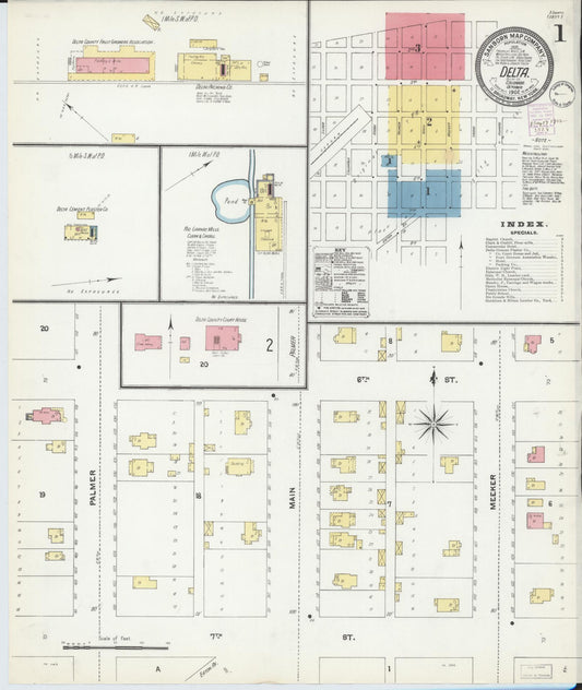 Sanborn Fire Insurance Map from Delta, Delta County, Colorado (1902), Sheet #0001 - Historic Sanborn Fire Insurance Map Print, vintage old map wall art, antique decor, genealogy gift, Colorado Colorado map