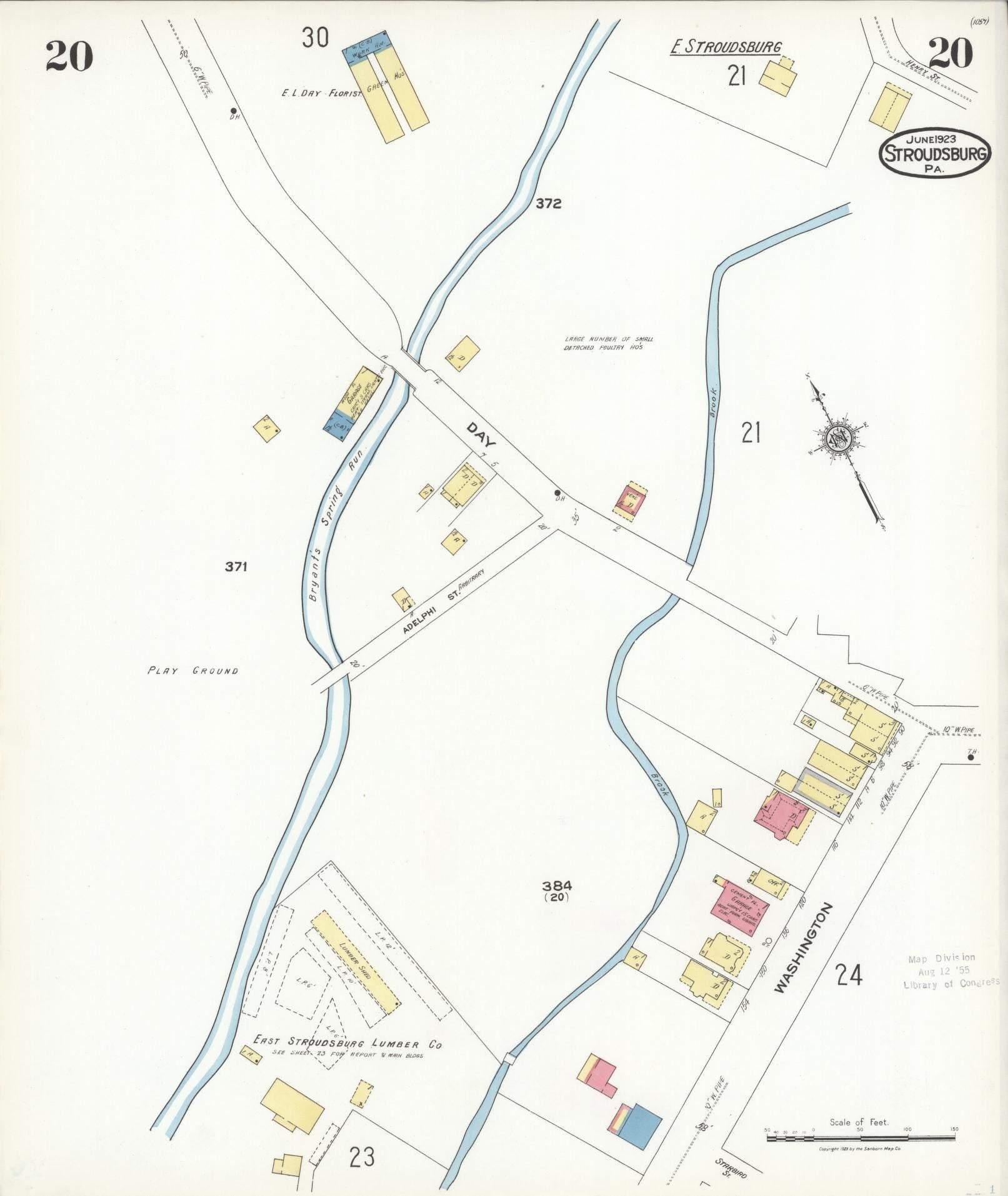 Sanborn Fire Insurance Map from Stroudsburg, Monroe County, Pennsylvania (1923), Sheet #0020 - Complete Map Set gallery image, historic Sanborn map, vintage wall art, Pennsylvania Pennsylvania