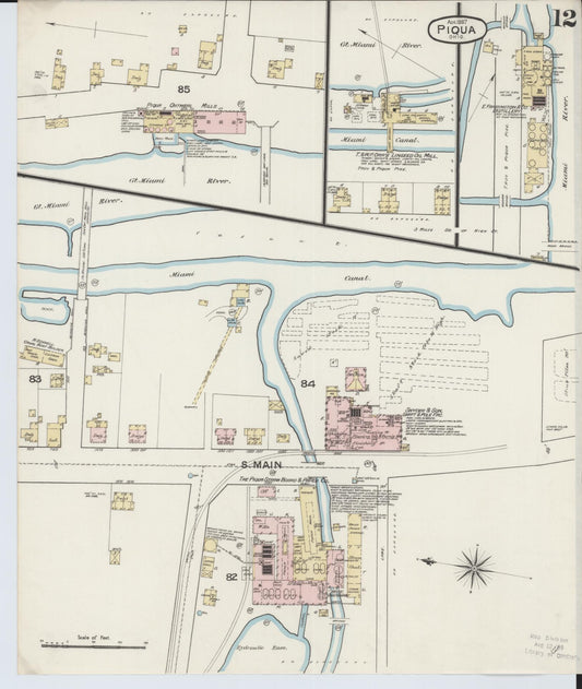 Sanborn Fire Insurance Map from Piqua, Miami County, Ohio (1887), Sheet #0012 - Historic Sanborn Fire Insurance Map Print, vintage old map wall art, antique decor, genealogy gift, Ohio Ohio map