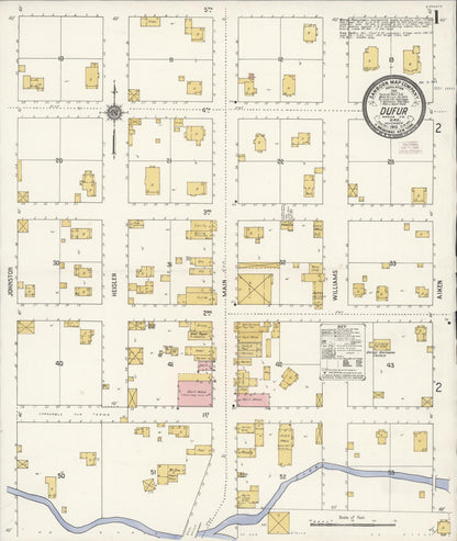 Sanborn Fire Insurance Map from Dufur, Wasco County, Oregon (1910), Sheet #0001 - Complete Map Set gallery image, historic Sanborn map, vintage wall art, Oregon Oregon