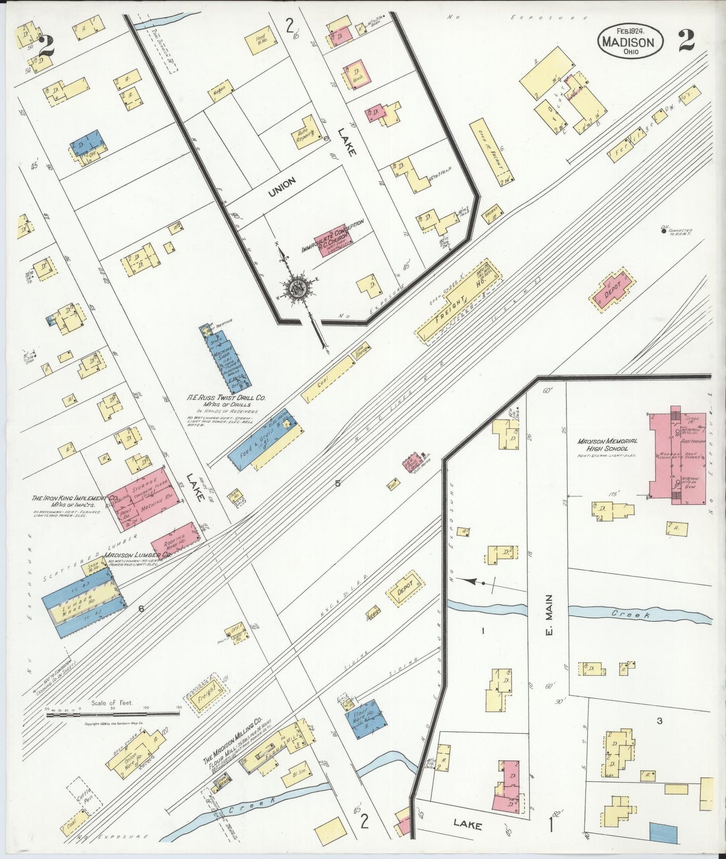 Sanborn Fire Insurance Map from Madison, Lake County, Ohio (1924), Sheet #0002 - Complete Map Set gallery image, historic Sanborn map, vintage wall art, Ohio Ohio