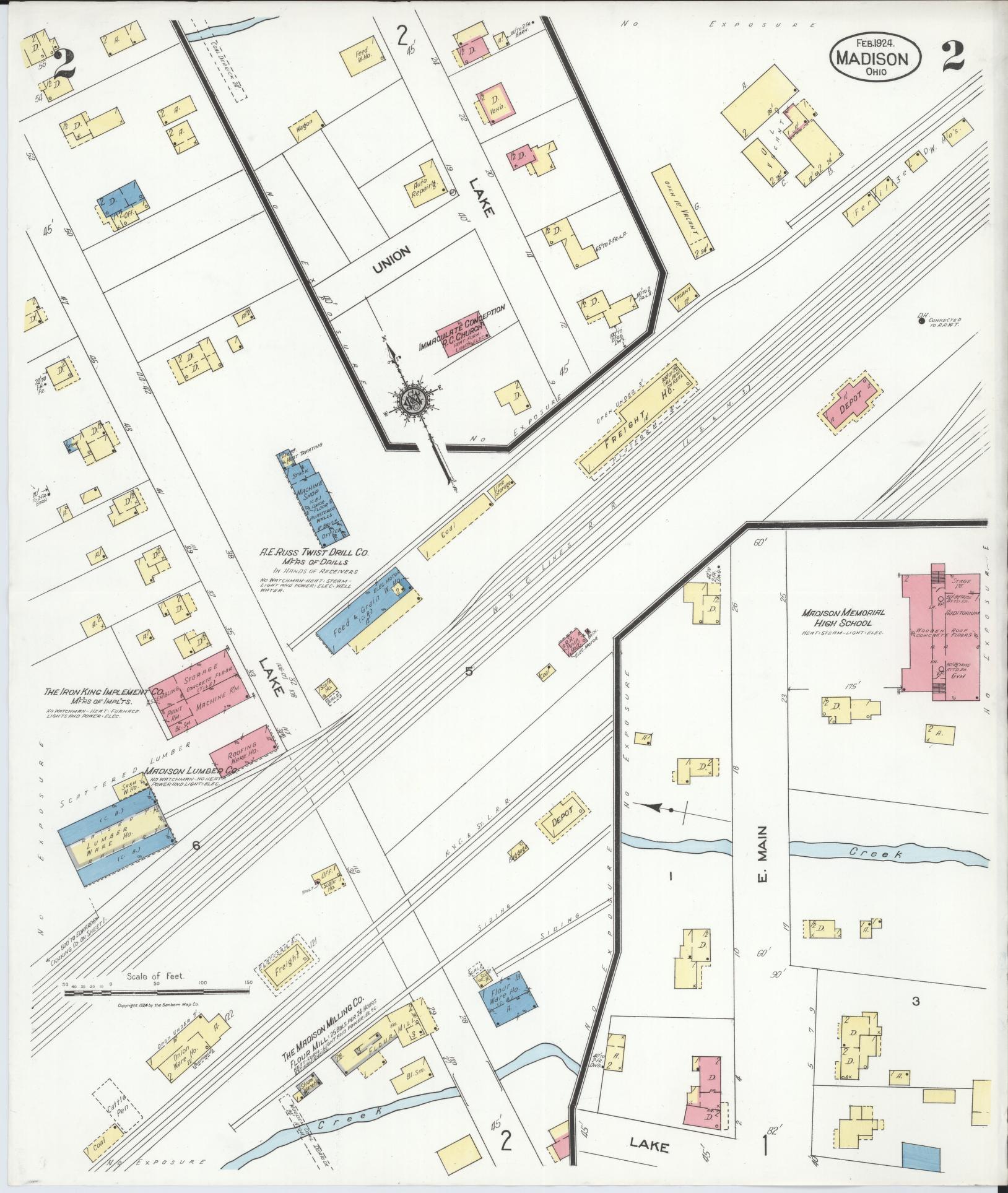 Sanborn Fire Insurance Map from Madison, Lake County, Ohio (1924), Sheet #0002 - Complete Map Set gallery image, historic Sanborn map, vintage wall art, Ohio Ohio