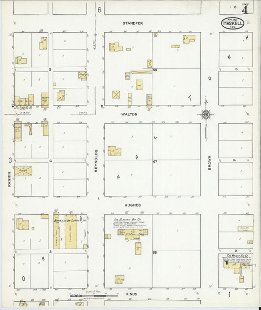 Sanborn Fire Insurance Map from Haskell, Haskell County, Texas (1921), Sheet #0004 - Historic Sanborn Fire Insurance Map Print, vintage old map wall art, antique decor, genealogy gift, Texas Texas map