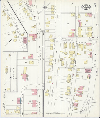 Sanborn Fire Insurance Map from Maysville, Mason County, Kentucky (1914), Sheet #0007 - Complete Map Set gallery image, historic Sanborn map, vintage wall art, Kentucky Kentucky