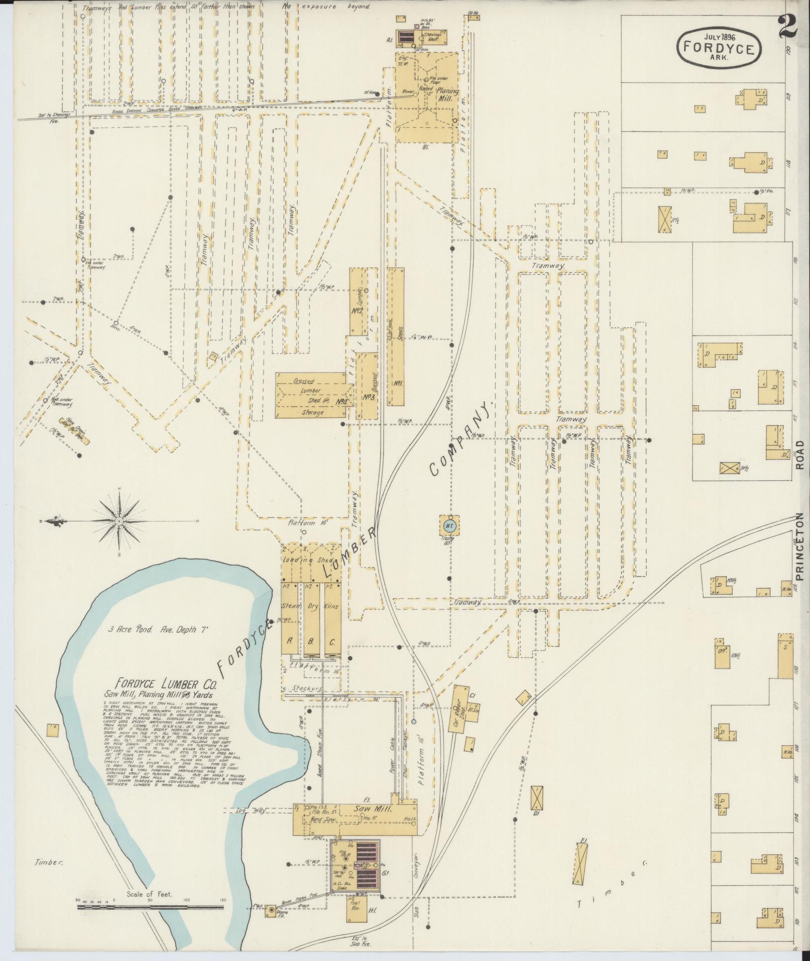 Sanborn Fire Insurance Map from Fordyce, Dallas County, Arkansas (1896), Sheet #0002 - Historic Sanborn Fire Insurance Map Print, vintage old map wall art, antique decor, genealogy gift, Arkansas Arkansas map