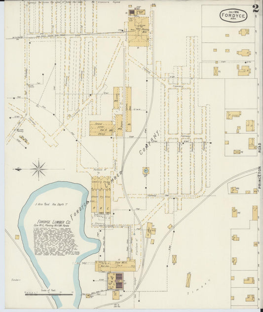 Sanborn Fire Insurance Map from Fordyce, Dallas County, Arkansas (1896), Sheet #0002 - Historic Sanborn Fire Insurance Map Print, vintage old map wall art, antique decor, genealogy gift, Arkansas Arkansas map