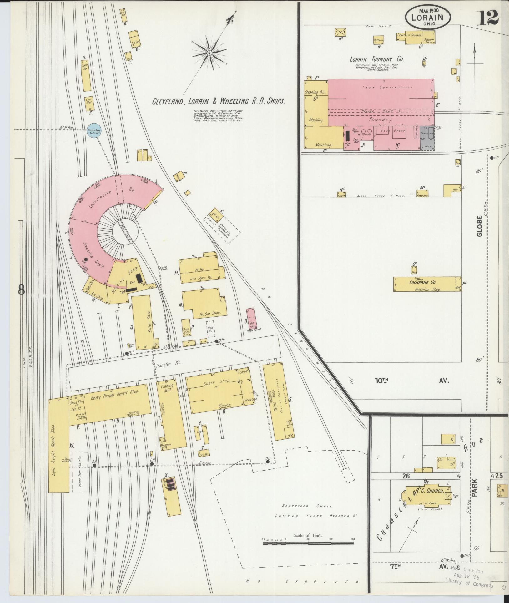 Sanborn Fire Insurance Map from Lorain, Lorain County, Ohio (1900), Sheet #0012 - Complete Map Set gallery image, historic Sanborn map, vintage wall art, Ohio Ohio