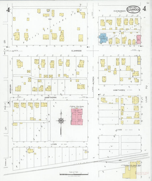 Sanborn Fire Insurance Map from Elmwood, Peoria County, Illinois (1927), Sheet #0004 - Historic Sanborn Fire Insurance Map Print, vintage old map wall art, antique decor, genealogy gift, Illinois Illinois map