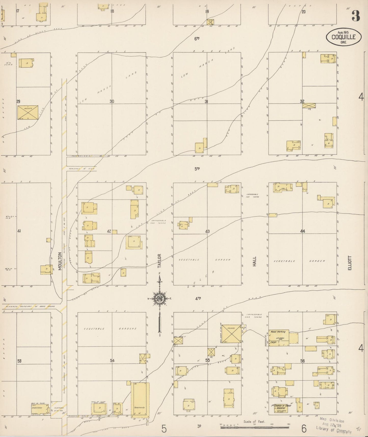 Sanborn Fire Insurance Map from Coquille, Coos County, Oregon (1915), Sheet #0003 - Complete Map Set gallery image, historic Sanborn map, vintage wall art, Oregon Oregon