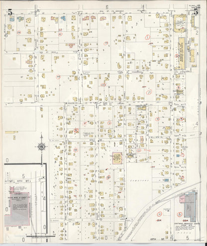 Sanborn Fire Insurance Map from Plano, Collin County, Texas (1961), Sheet #0005 - Historic Sanborn Fire Insurance Map Print, vintage old map wall art, antique decor, genealogy gift, Texas Texas map
