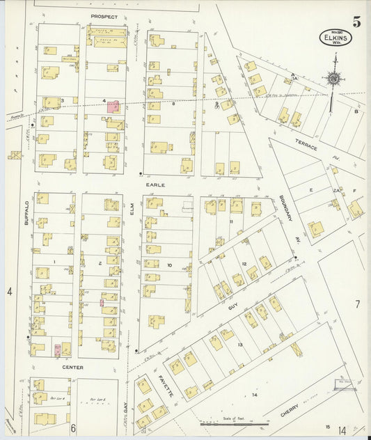 Sanborn Fire Insurance Map from Elkins, Randolph County, West Virginia (1910), Sheet #0005 - Historic Sanborn Fire Insurance Map Print, vintage old map wall art, antique decor, genealogy gift, West Virginia West Virginia map