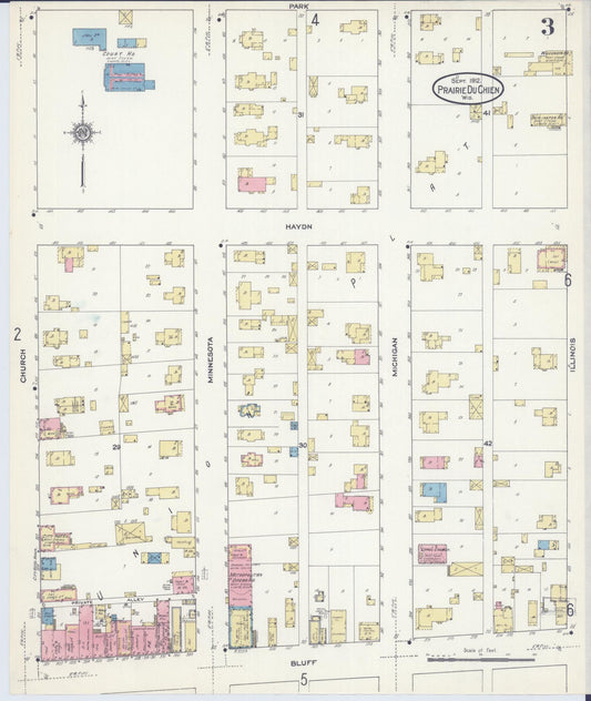 Sanborn Fire Insurance Map from Prairie du Chien, Crawford County, Wisconsin (1912), Sheet #0003 - Historic Sanborn Fire Insurance Map Print, vintage old map wall art, antique decor, genealogy gift, Wisconsin Wisconsin map