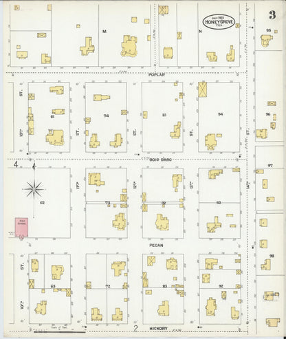Sanborn Fire Insurance Map from Honey Grove, Fannin County, Texas (1902), Sheet #0003 - Complete Map Set gallery image, historic Sanborn map, vintage wall art, Texas Texas