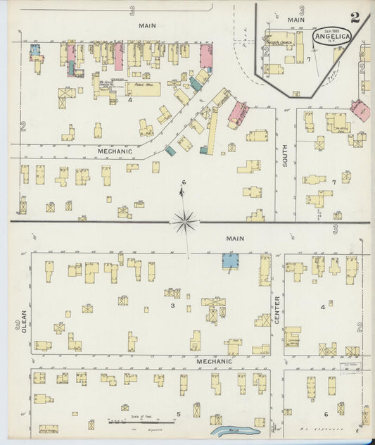 Sanborn Fire Insurance Map from Angelica, Allegany County, New York (1893), Sheet #0002 - Historic Sanborn Fire Insurance Map Print, vintage old map wall art, antique decor, genealogy gift, New York New York map