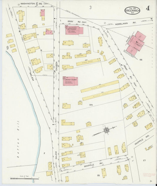 Sanborn Fire Insurance Map from Greenwich, Washington County, New York (1913), Sheet #0004 - Historic Sanborn Fire Insurance Map Print, vintage old map wall art, antique decor, genealogy gift, New York New York map