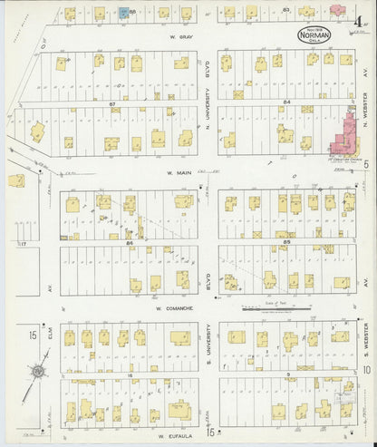 Sanborn Fire Insurance Map from Norman, Cleveland County, Oklahoma (1918), Sheet #0004 - Complete Map Set gallery image, historic Sanborn map, vintage wall art, Oklahoma Oklahoma