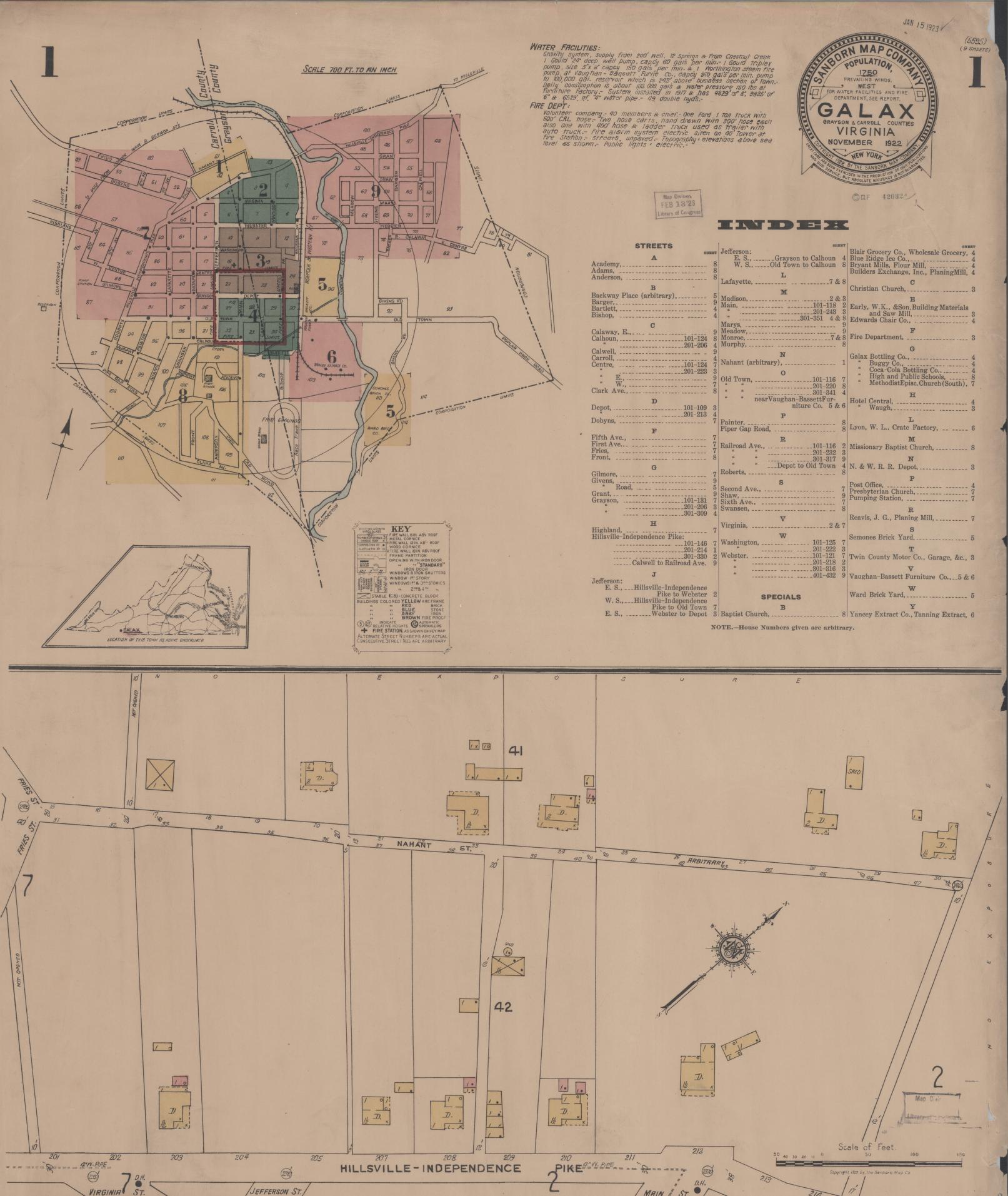 Sanborn Fire Insurance Map from Galax, Independent Cities, Virginia. (1922) – Historic Sanborn Fire Insurance Map Print
