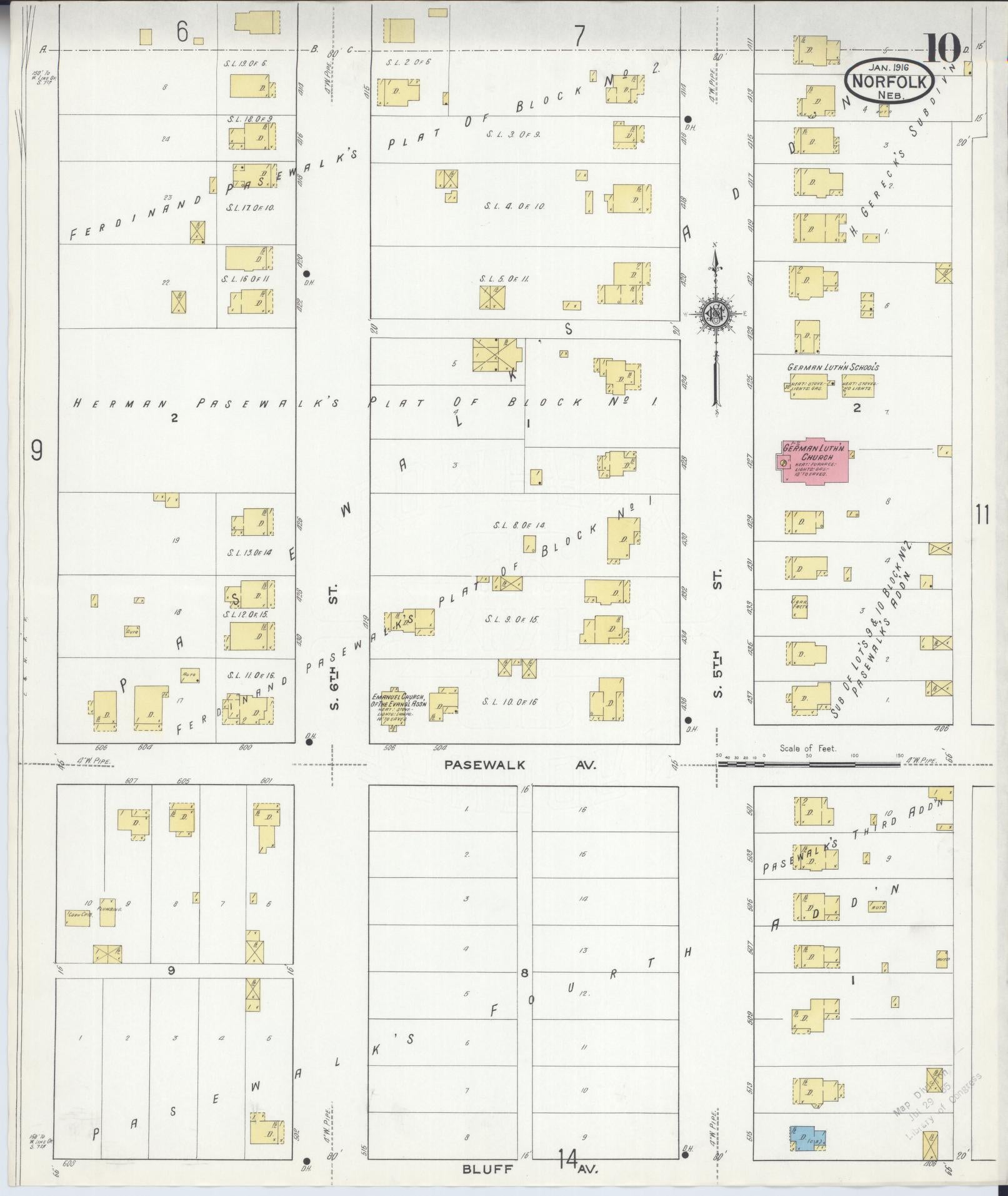 Sanborn Fire Insurance Map from Norfolk, Madison County, Nebraska (1916), Sheet #0010 - Historic Sanborn Fire Insurance Map Print, vintage old map wall art, antique decor, genealogy gift, Nebraska Nebraska map