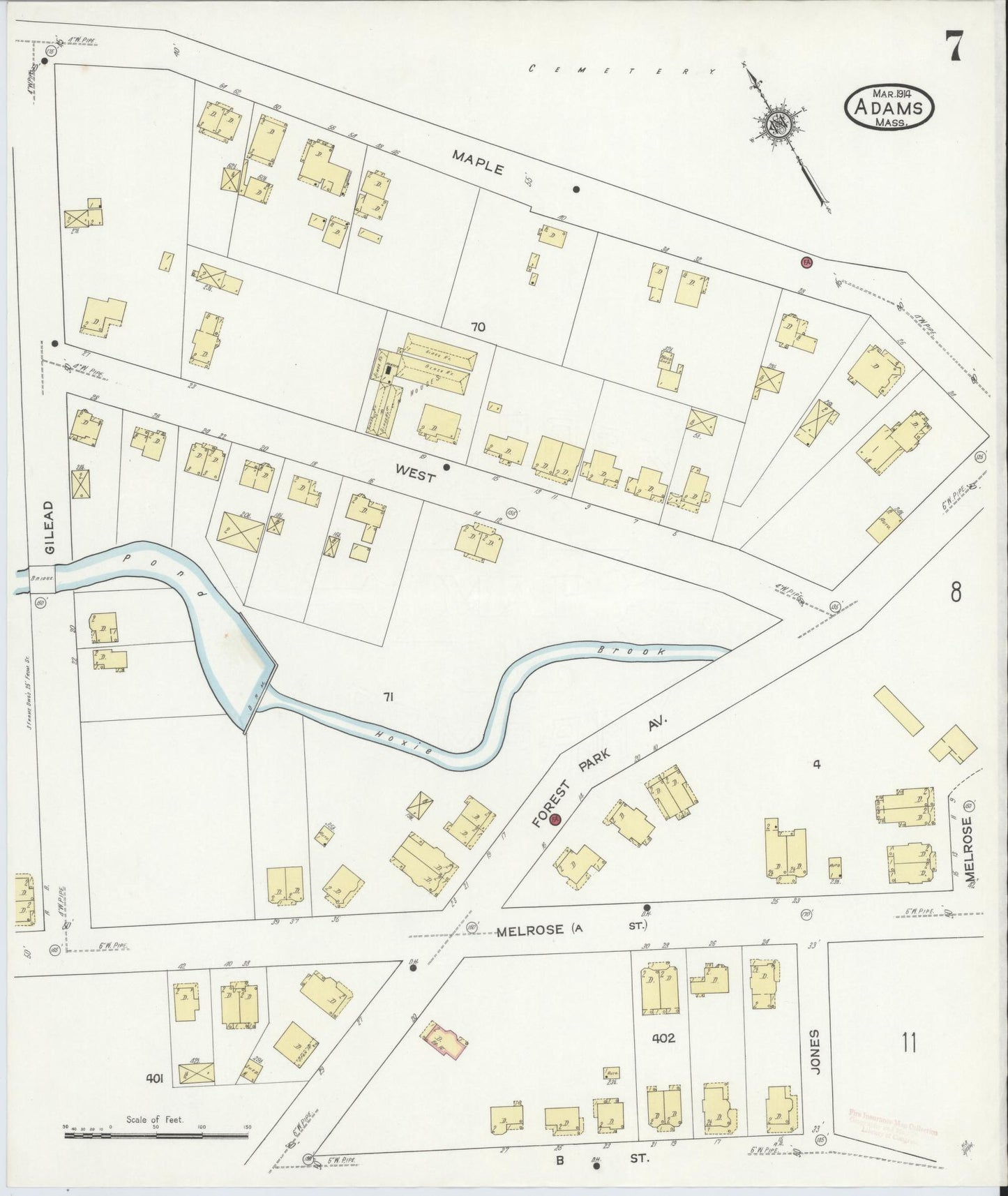 Sanborn Fire Insurance Map from Adams, Berkshire County, Massachusetts (1914), Sheet #0007 - Complete Map Set gallery image, historic Sanborn map, vintage wall art, Massachusetts Massachusetts