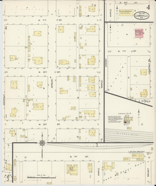 Sanborn Fire Insurance Map from Lewisville, Lafayette County, Arkansas (1913), Sheet #0004 - Historic Sanborn Fire Insurance Map Print, vintage old map wall art, antique decor, genealogy gift, Arkansas Arkansas map